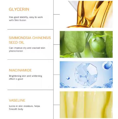 Fabrique de soins de la peau / fabricant Lotion corporelle blanchissante éclaircissante hydratante AHA Vitamines C Lotion corporelle Niacinamide Lotion corporelle