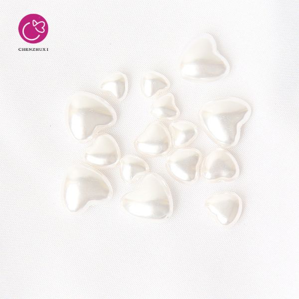 Wholesale 18-14mm Sewing Pearl Stones White Plastic Acrylic Beads Heart Pearls With Hole for Hairpin DIY