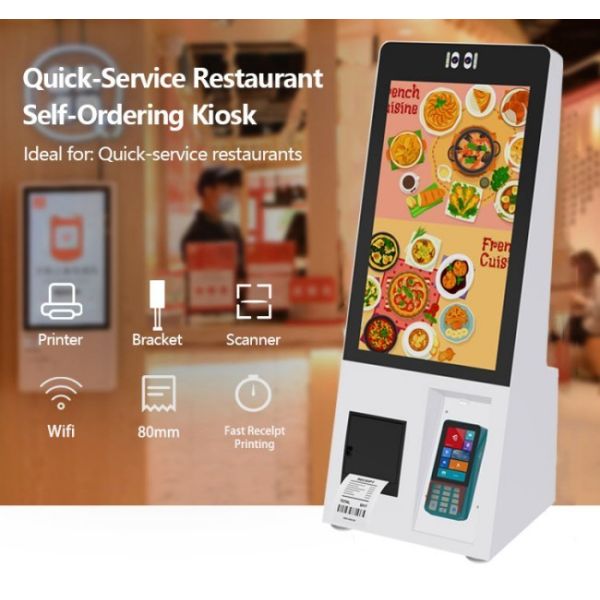 21.5 Inch POS Terminal Holder Desktop Kfc McDonald Food Self Service POS Kiosk
