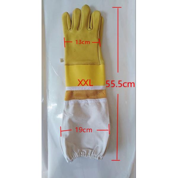 Goat Skin Bee Gloves Leather wrist protector Half Ventilated canvas cuff for Beekeeping