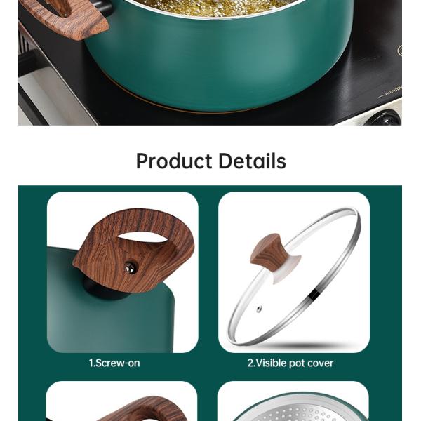 Hot Selling 20cm 24cm Korean Cookware Kitchen Non Stick Cooking Pot Aluminum Soup Stock Pot With Glass Lid