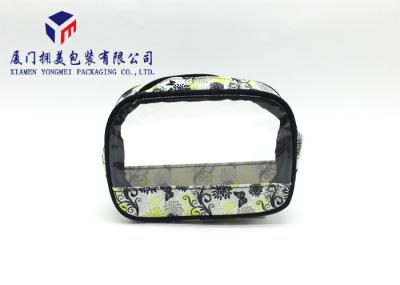 Super Clear Window Canvas Makeup Bag , Fabric Cosmetic Bags With Round Corners