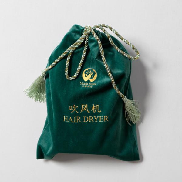 5x7 Fabric Drawstring Gift Bag Dark Green Velvet Gift Pouch wine bag