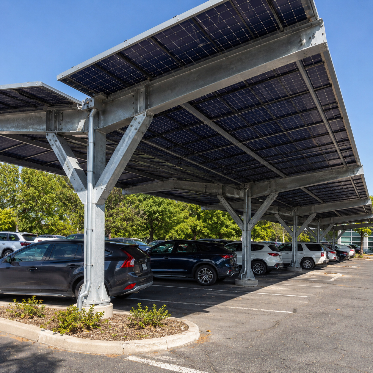 Heavy Duty Parking Steel Structure Fast Assembly & Weatherproof Metal Frame Carport