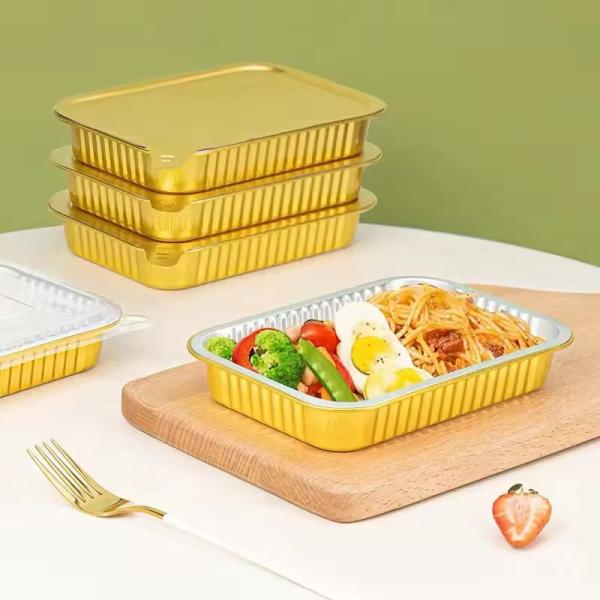 18 oz contenant en feuille d'aviation lisse 520 ml boîte de déjeuner en feuille d'aluminium de qualité aviation