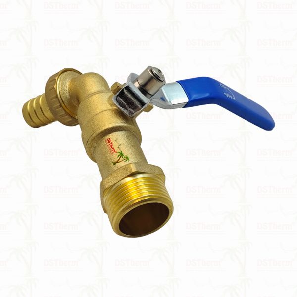 Gold Plated Heavy Duty Classic Blue Iron Handle Bibcocks Water Spout Faucet Spigot Water Tap 3/4