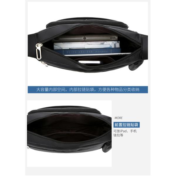 Black OEM ODM Messenger Crossbody Bag With Bottle Holder Pocket