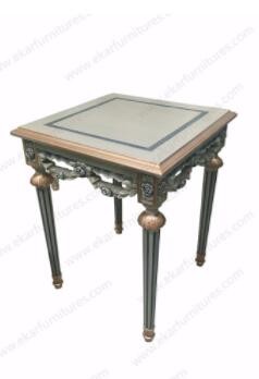 Home Furniture Antique Wooden Top or Marble Top Teapoy Corner End Tables