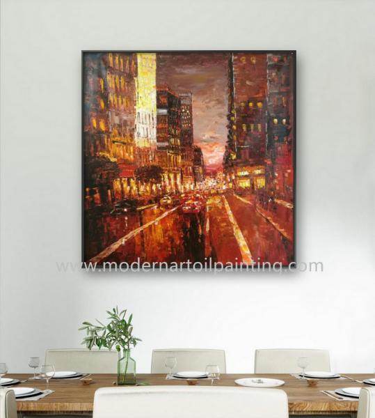 Cityscape Palette Knife Oil Painting Modern Street Oil Paintings For Decoration