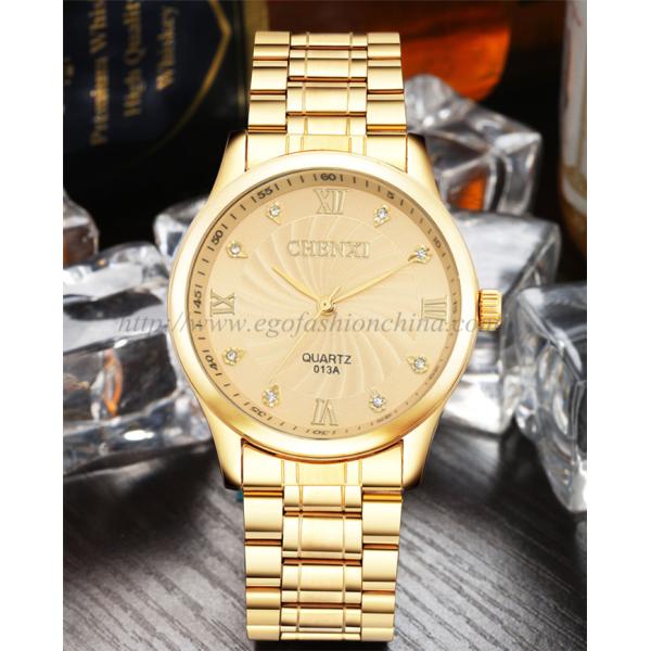013 Full Gold Stainless Steel Watches Man Watch Quartz Watch Casual Dress Watch Roma Watch