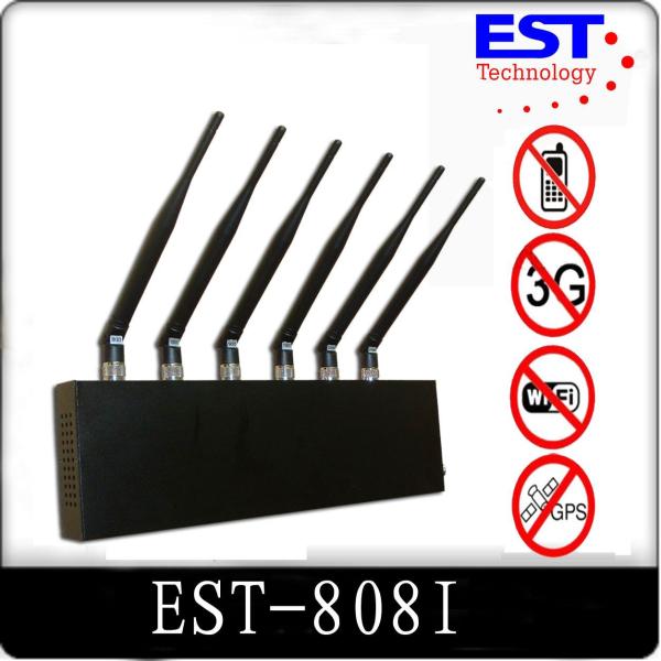 EST-808I Cell Phone WIFI GPS Signal Jammer / Blocker With 6 Antenna