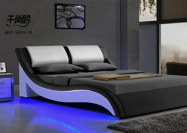 Apartment LED Upholstered Bed Shine Crystal Buckle Leather Bed