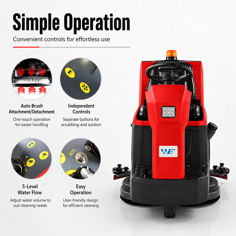 Intelligent Ride-on Floor Scrubber High Capacity Battery Powered Cleaning Machine for Shopping Mall Warehouse