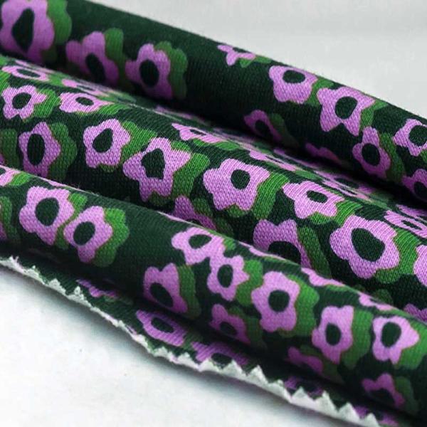 170gsm Organic Cotton Stretch Knitted Fabric Floral Dot Printed For Garments