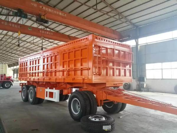 Farm 2-Axles Flat Platform Fence Drawbar Full Trailer With Ladder