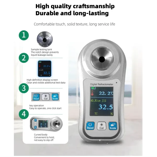 Digital Brix Refractometer Salinity Honey Wine Beer Alcohol Clinical Car Coffee