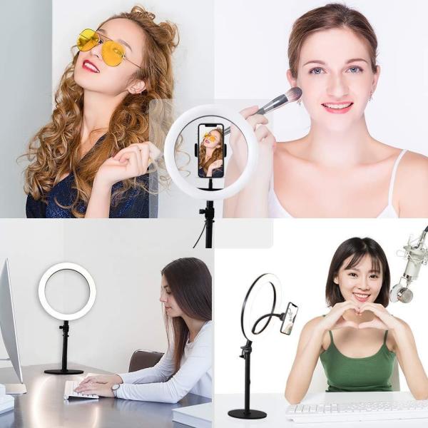 Selfie Ring Light with Stand, Phone Holder for Makeup Live Stream Video Photography TikTok YouTube
