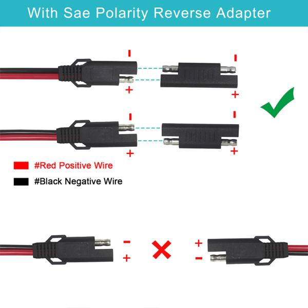 Кабель для расширения из SAE в SAE с трехсторонним разделителем 12V 16AWG 2FT с двухцепочечным быстроотсоединительным розеткой