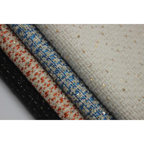 Stock a Roll Wholesale Luxury New Design 100 Polyester Yarn Dyed Tweed Fabric for Autumn and Winter Women's Coat Clothing