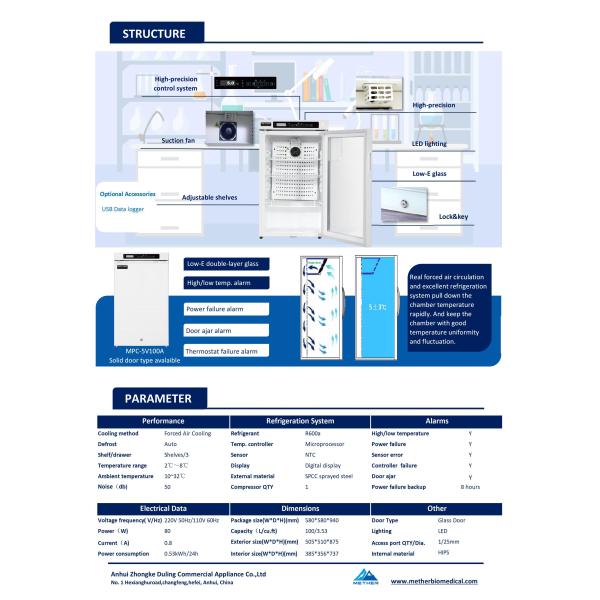 100L Pharmacy Refrigerator  2~8℃ Vaccine & Medication Storage Secure & Energy-Efficient Cooling