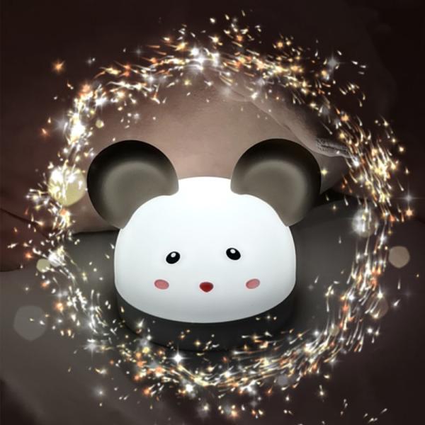Cartoon Rat LED Silicone Nightlight Kids USB Charging Bedside Digital Wake Up Alarm Clock