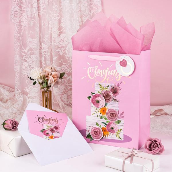 Настройка на заказ Тип складной розовый свадебный подарок упаковка бумажная сумка для свадебного торта