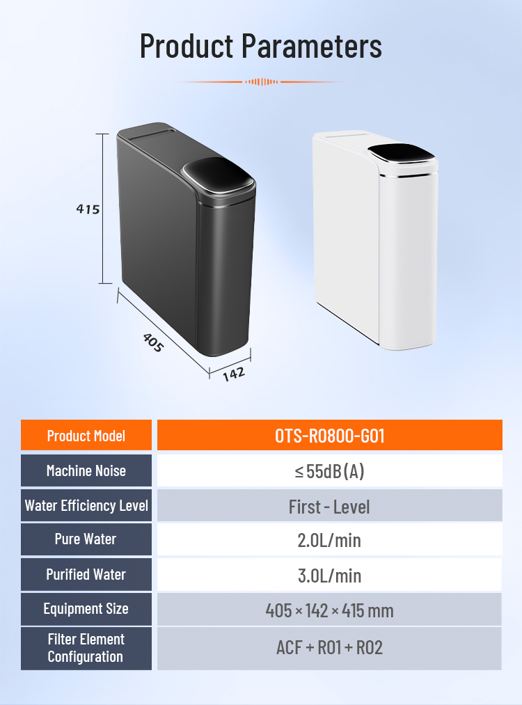 800GPD Tankless RO Water Purifier with PCB Composite Filter for Under Sink Installation