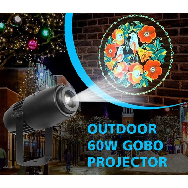 60W LED Logo GOBO Projector Ip65 Waterproof Light Hotel Company Store Wedding Advertising Indoor and Outdoor Use