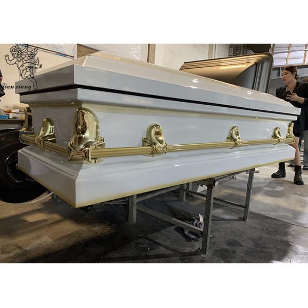 Elegant Metal Casket Rectangle shape With Swing Bar Handle Decorable