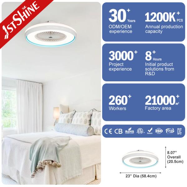 OEM 6500K Bedroom Ceiling Fan Light 24 Inch DC Motor 6 Speed