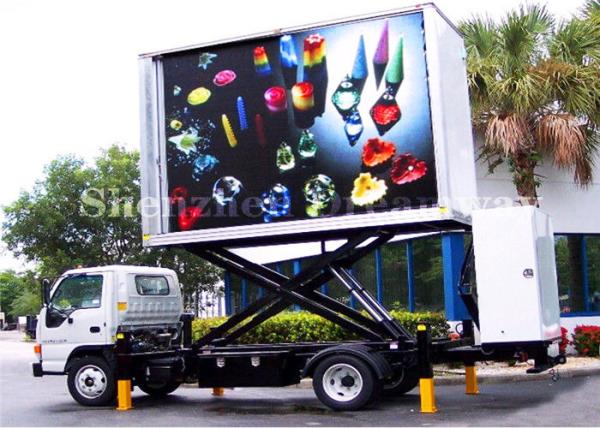 Outdoor Led Truck Advertising , P6 Mobile LED Display Billboard Hire 32*32 Dots