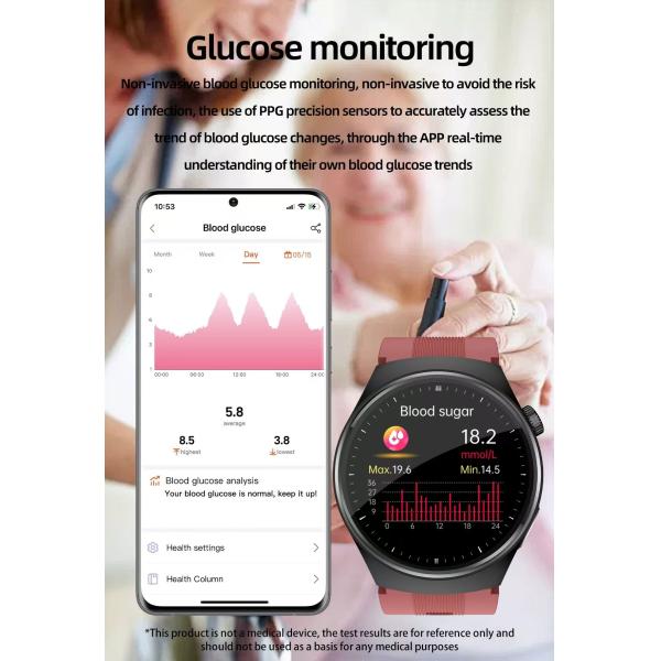 Pantalla IPS Bombilla de aire Presión arterial Pulso monitor Reloj inteligente S28 1.39 pulgadas