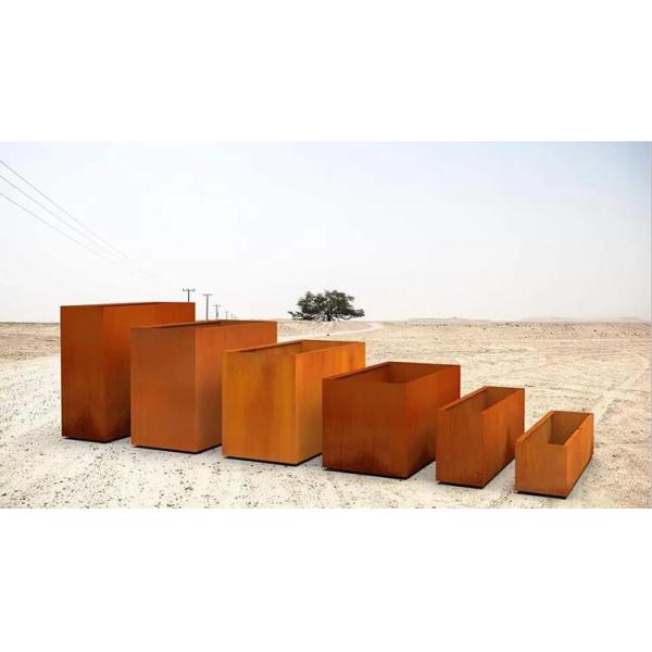 Outdoor Large Corten Rectangular Planters Box Garden Metal Flower Pots