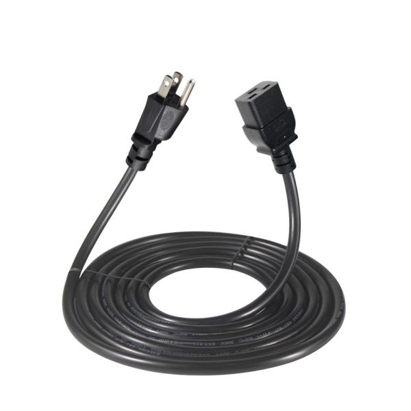 NEMA 5-15P から C19 電源コード 6 フィート 125V PVC ジャケット