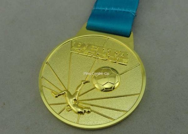 Customized Ribbon Football Awards Medals Full Relief Zinc Alloy