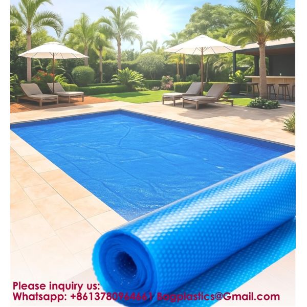 Solar In-Ground Pool Cover Winter Swimming Pool Bubble Cover Pool Cover Solar Cover with Roller Thermostatic Pool Plastic Pool Covers Lightfast Solar Resistant Polycarbonate Swimming Pool Cover