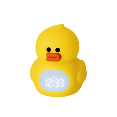 Decoração do quarto do bebê e do menino Lindo portavel LED Pato Alarme de silicone com luz noturna