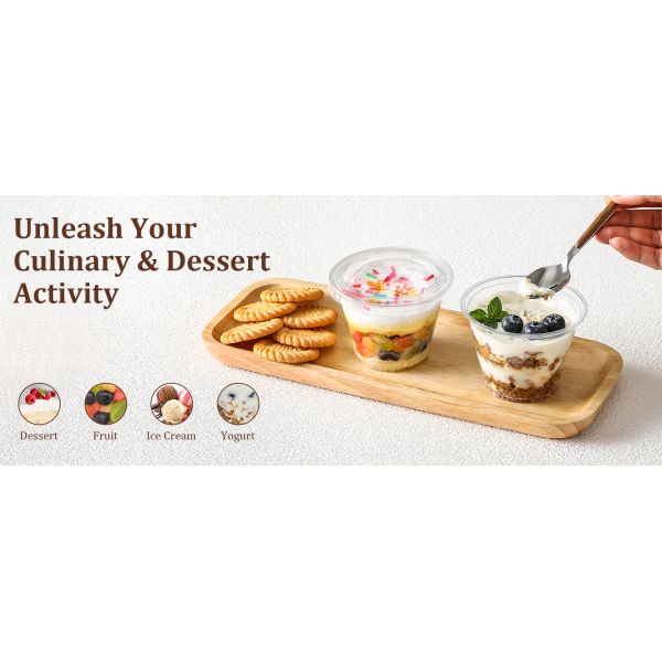 High-Clarity PET 7oz & 9oz Crystal Clear Dessert Cups for Ice Cream, Yogurt & Mini Cakes