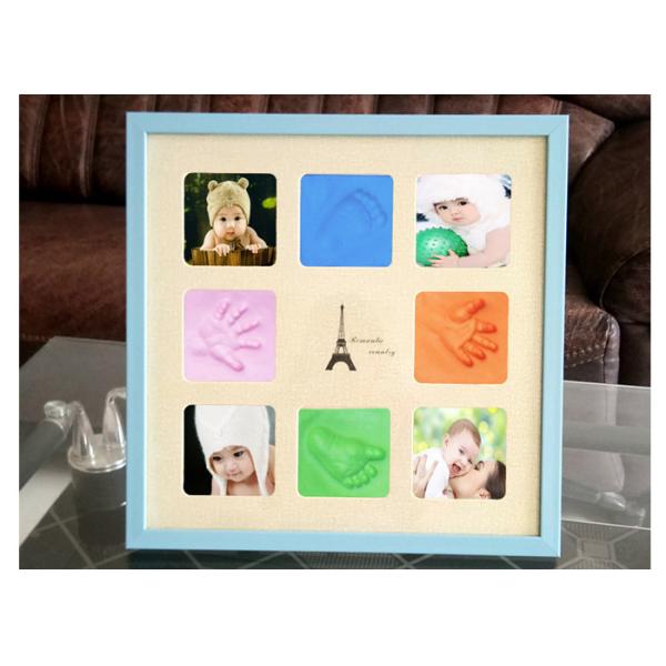 Blue Handprints Picture Newborn Baby Photo Frame For Birthday Gifts