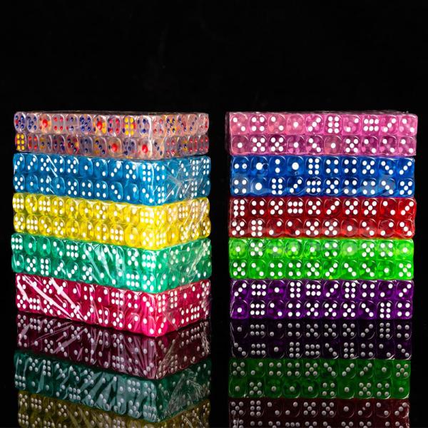 Acrylic Material Transparent Colored Dice 18 / 20MM For Amusement Room