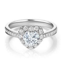 En cuivre, en forme de cœur, clair, CZ 925 argent sterling, bague éternité