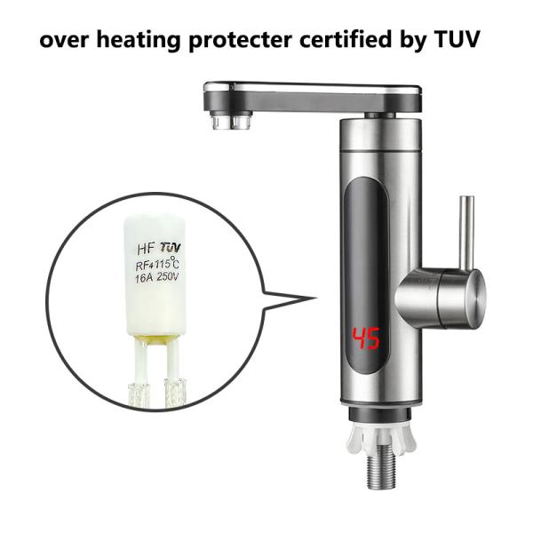 3s Fast Heating 304 Stainless Steel Electric Hot Water Tap Bathroom With LED Display