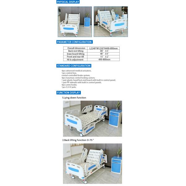 Голубая регулируемая электрическая больничная койка функции 5 больничной койки