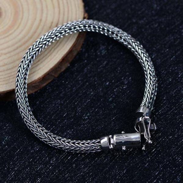 Retro Women Men 5mm Sterling Silver Wheat Chain Link Bracelet (B20180404081)