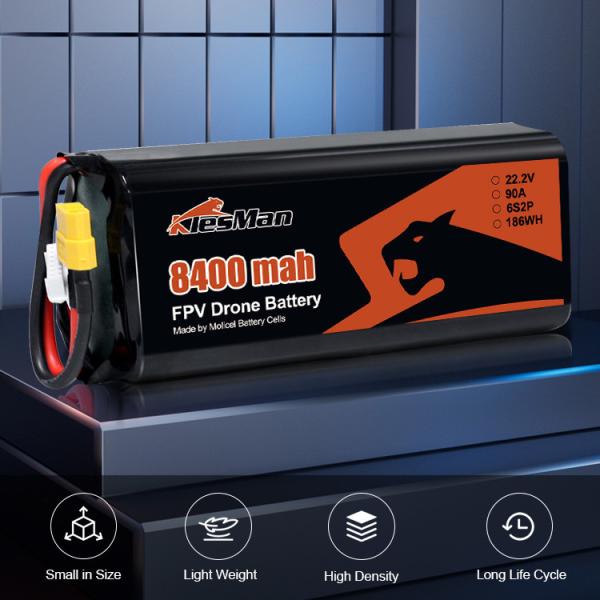 FPV Li-ion Battery 22.2V 6S2P P40 P42A Battery Pack Molicel 8000mAh 8400mAh for 7inch Drone