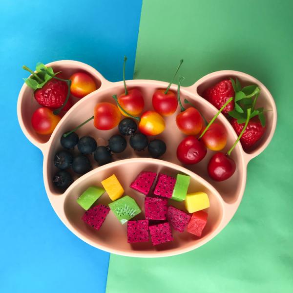 Baby Feeding Bpa Free Silicone Suction Plate Hot Selling Customized Bear Shape