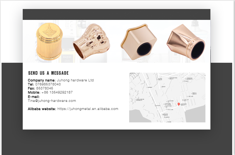 China Factory Shiny Zamac Perfume Bottle Caps Customized Colorful  Zamac  Cap Cylinder Perfume Bottle With Customized Logo