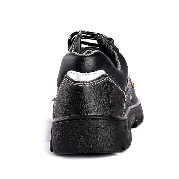 Black Leather Mesh Metal PU Outsole Low Cut Puncture Resistant Construction Work Shoes
