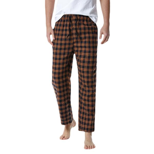Polyester Fabric Men's Plaid Home Pants with Regular Fit Design and Comfort
