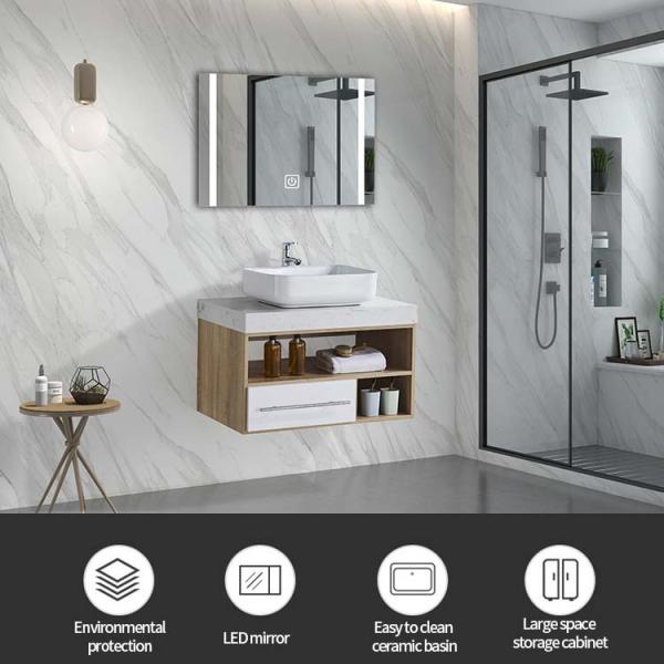 Non Painting Bathroom Vanity Cabinets Set With Drawer LED Mirror
